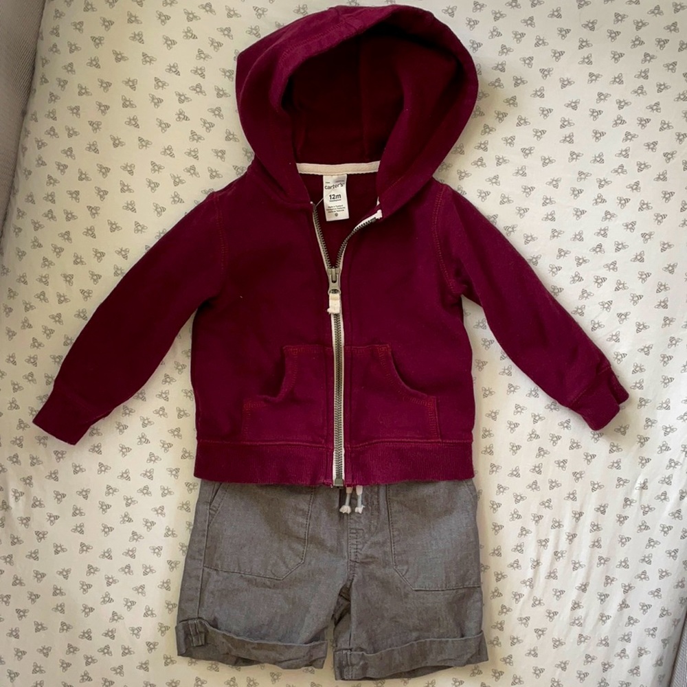 Boys Zip Up Hoody & Shorts